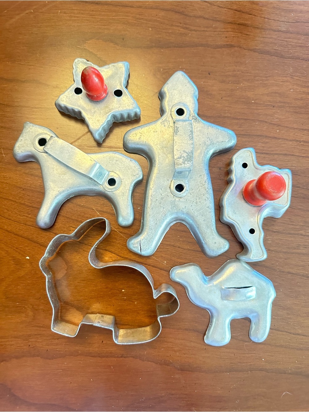 Vintage Metal Cookie Cutters Lot of 6 Gingerbread Horse Camel Bunny Star Santa